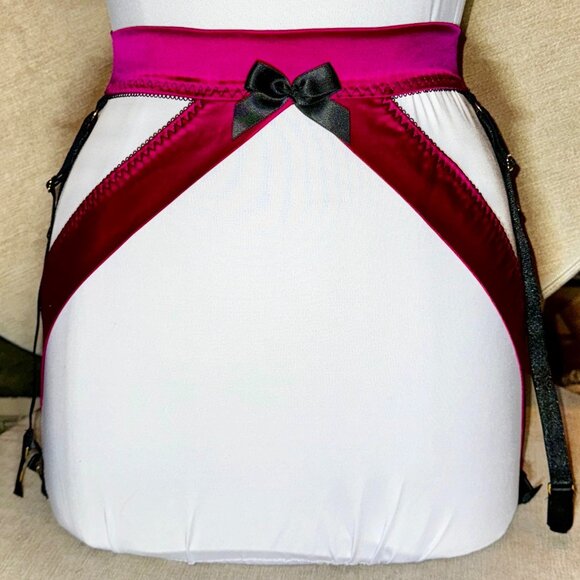 Bordelle Garter Belt Bright/Deep Fuchsia Pink, Size Small - Picture 5 of 15